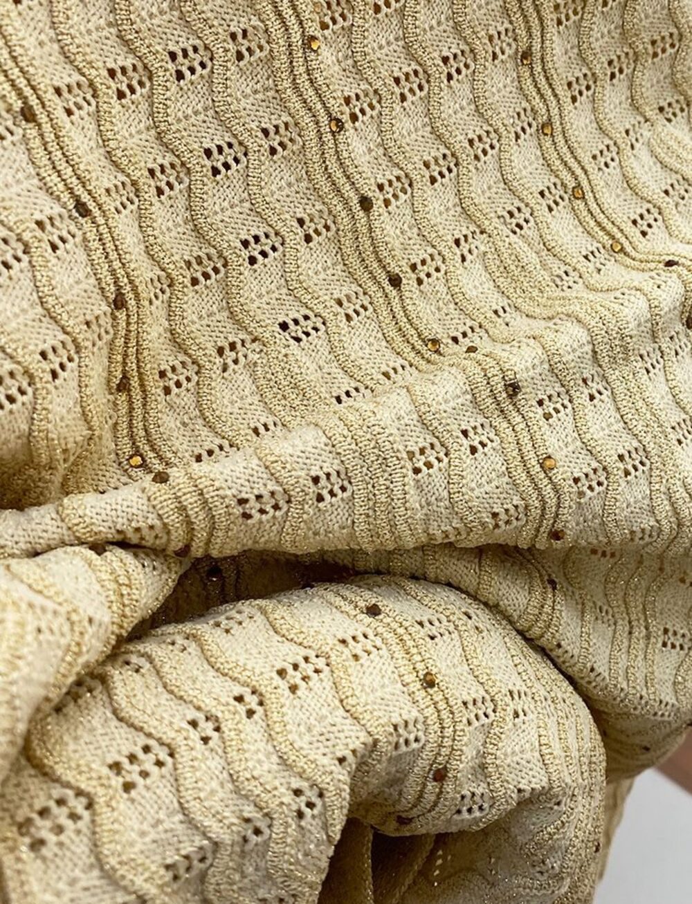🟡Sandro Yellow Textured Knit Midi Dress Button Front Faux Pockets - Picture 4 of 12